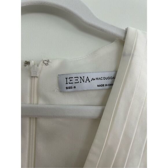 Ieena For Mac Duggal Cap Sleeve Belted A-Line Midi Dress White Women's Size 6 - Picture 9 of 12